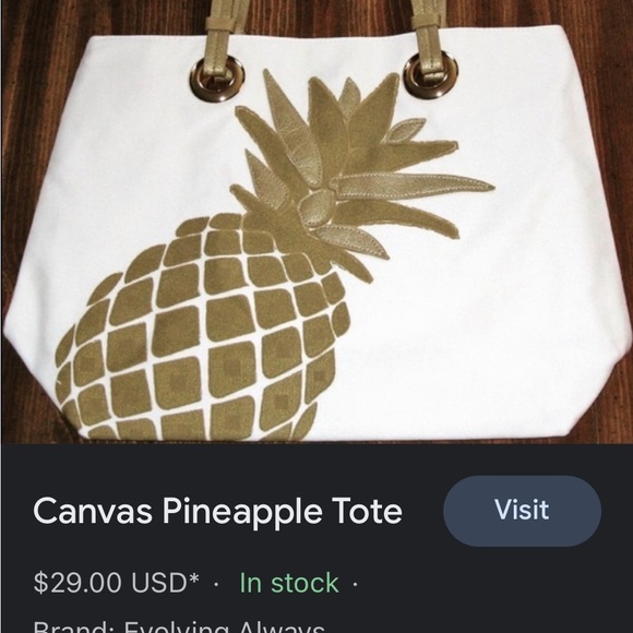 Canvas Pineapple Tote - Picture 9 of 16